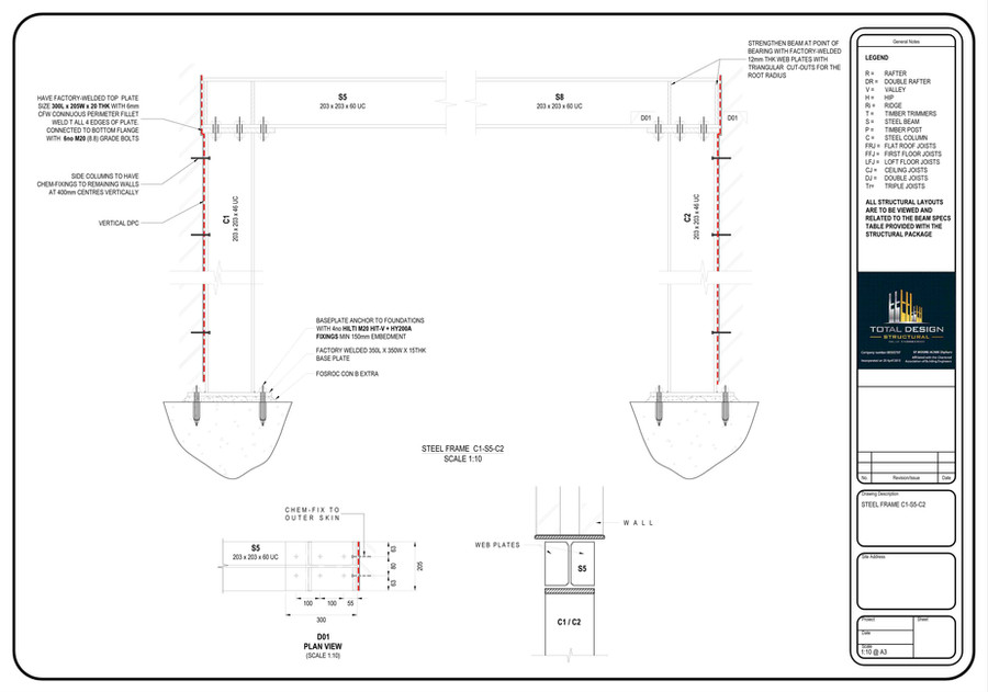 Steel frame column and beam connection detail drawing