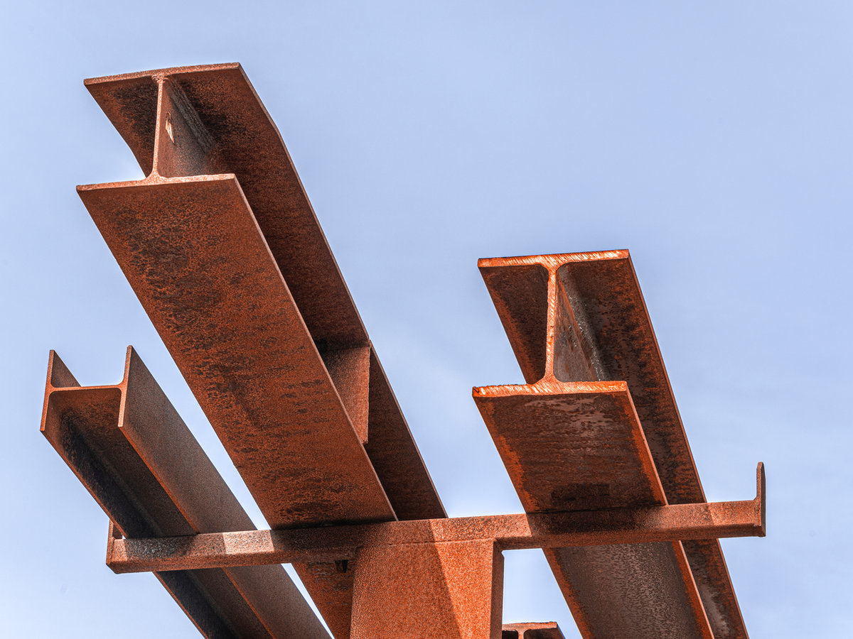 Steel beam installed during a residential structural alteration